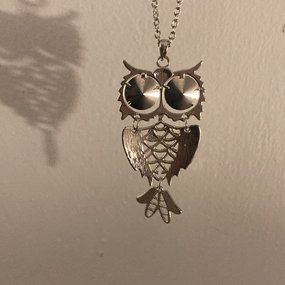 Brand New in Box Absolutely Gorgeous Infinity Slip On Blue Eyes Owl Necklace - Picture 4 of 17